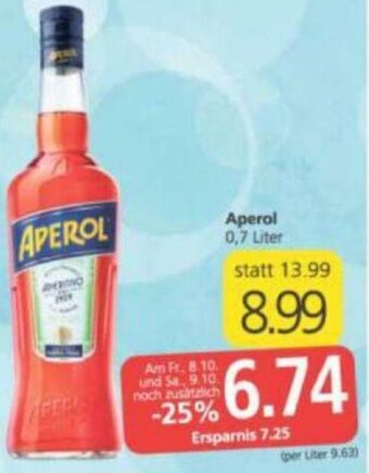 Spar Aperol 0,7 Liter Angebot