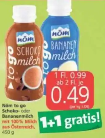 Spar Nöm To Go Schoko- Oder Bananenmilch 450g Angebot