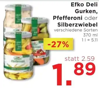 Unimarkt Efko Deli Gurken, Pfefferoni oder Silberzwiebel Angebot