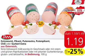 Eurospar Extrawurst, Pikant, Putenextra, Putenpikant, Chili oder Gurkerl Extra Angebot