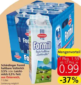 Eurospar Schärdinger Formil haltbare Vollmilch 3,5% oder Leicht-milch 0,5% Fett Angebot