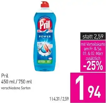 Sutterlüty Pril 450 ml/750 ml Angebot