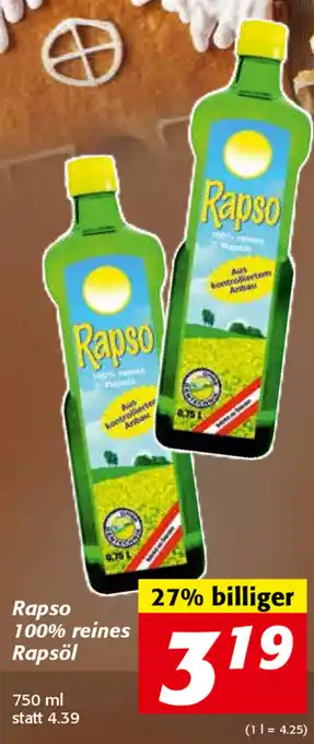 Nah&Frisch Rapso 100% Reines Rapsöl 750 ml Angebot