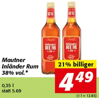 Nah&Frisch Mautner Inländer Rum 38% Vol. Angebot