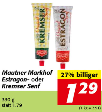 Nah&Frisch Mautner Markhof Estragon- Oder Kremser Senf 330g Angebot