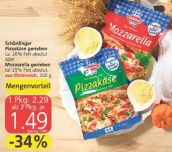 Spar Schärdinger Pizzakäse Gerieben, Mozzarella Gerieben Angebot