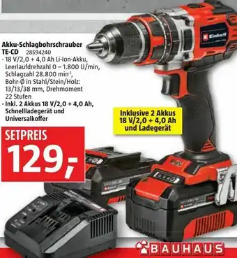 Bauhaus Akku-Schlagbohrschrauber TE-CD 18-2 Angebot