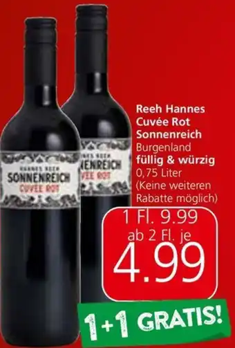 Spar Reeh Hannes Cuvée Rot Sonnenreich Burgenland füllig & würzig 0,75 Liter Angebot