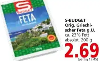 Spar S-BUDGET Orig. Griechi-scher Feta g.U. ca. 23% Fett absolut, 200 g Angebot