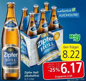 Spar Zipfer Hell alkoholfrei 0,5 Liter Angebot