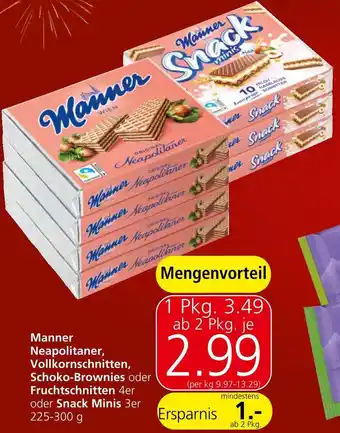 Spar Neapolitaner, Vollkornschnitten, Schoko-Brownies oder Fruchtschnitten 4er oder Snack Minis 3er 225-300 g Angebot