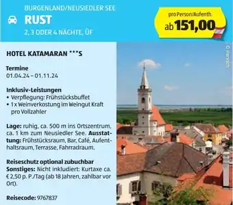Hofer Reisen BURGENLAND/NEUSIEDLER SEE RUST 2,3 ODER 4 NÄCHTE, ÜF Angebot