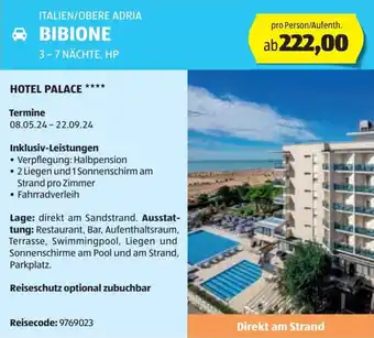 Hofer Reisen ITALIEN/OBERE ADRIA BIBIONE 3-7 NÄCHTE, HP Angebot