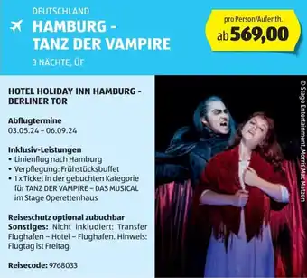 Hofer Reisen DEUTSCHLAND HAMBURG - TANZ DER VAMPIRE 3 NÄCHTE, ÜF Angebot