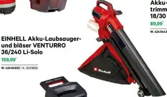 Lagerhaus EINHELL Akku-Laubsauger- und bläser VENTURRO 36/240 Li-Solo Angebot