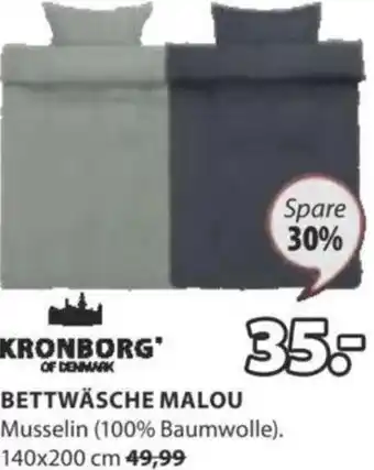 JYSK BETTWÄSCHE MALOU Musselin (100% Baumwolle). 140x200 cm Angebot