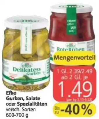 Spar Efko Gurken, Salate Oder Spezialitäten 600-700g Angebot