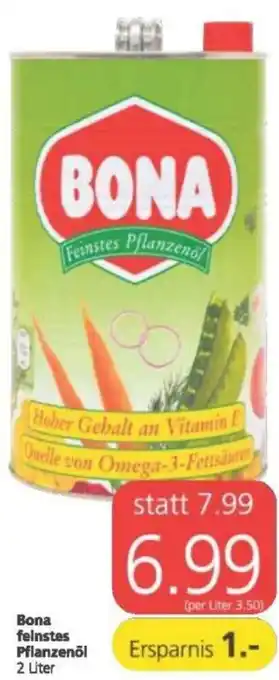 Spar Bona Felnstes Pflanzenöl 2 Liter Angebot