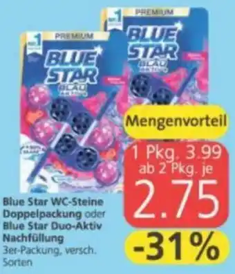Spar Blue Star WC-Steine Doppelpackung Oder Blue Star Duo-Aktiv Nachfüllung Angebot
