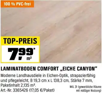 OBI LAMINATBODEN COMFORT EICHE CANYON Angebot