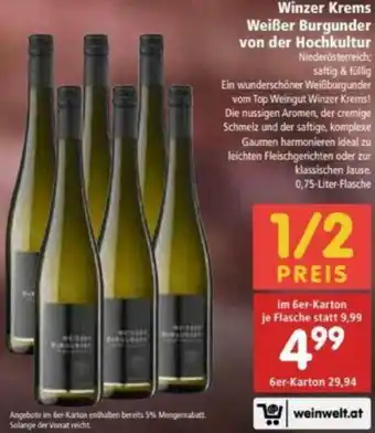 Interspar Winzer Krems Weißer Burgender Von Der Hochkultur Angebot