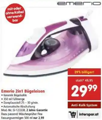 Interspar Emerio 2in1 Bügeleisen Angebot