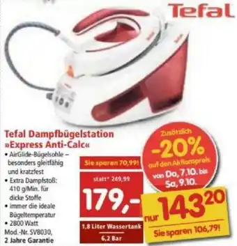 Interspar Tefal Dampfbügelstation Express Anti-Calc Angebot