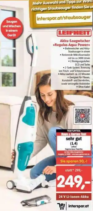 Interspar Akku-Saugwischer Regulus Aqua Power Angebot