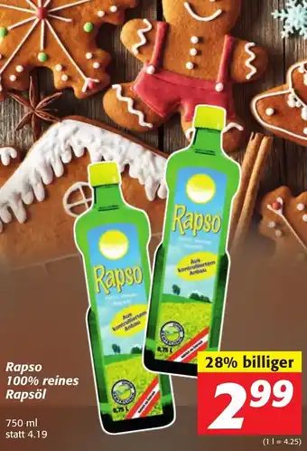 Strasser Markt Rapso 100% Reines Rapsöl 750 ml Angebot