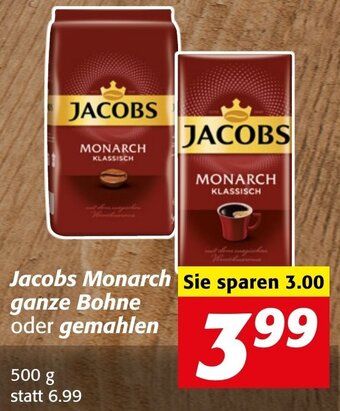 Strasser Markt Jacobs Monarch Ganze Bohne Oder Gemahlen 500 g Angebot