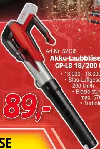 Zgonc Akku-Laubbläser GP-LB 18/200 Li E Solo Angebot