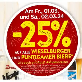 SPAR Gourmet 25% AUF ALLE WIESELBURGER UND PUNTIGAMER BIERE SPAR Gourmet Angebot