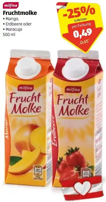 Hofer Milfina Fruchtmolke 500 ml Angebot