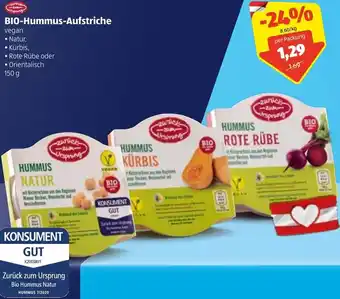 Hofer Bio Hummus Aufstriche 150 g Angebot