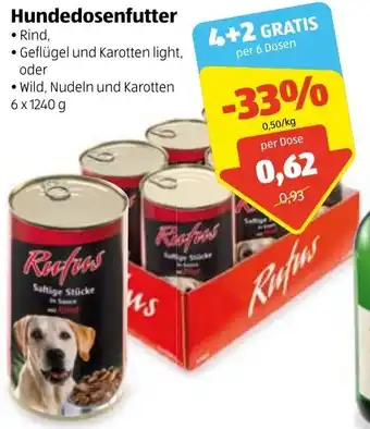 Hofer Hundedosenfutter 6x1240 g Angebot