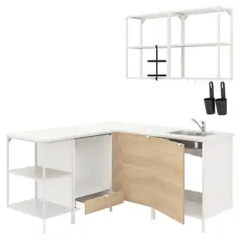 IKEA Enhet Eckküche, weiß/eichenachbildung Angebot