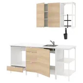 IKEA Enhet Küche, weiß/eichenachbildung, 203x63.5x222 cm Angebot