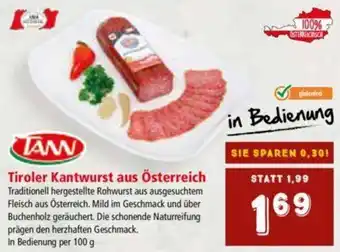 Interspar Tiroler Kantwurst Aus Österreich 100g Angebot
