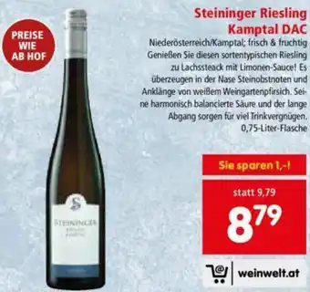 Interspar Steininger Riesling Kamptal DAC Angebot