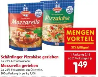 Interspar Schardinger Pizzakäse Gerieben,Mozzarella 200 g Angebot