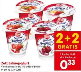 Interspar Zott Sahnejoghurt 140 g/150 g Angebot