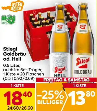 Billa Stiegl Goldbräu od. Hell 0.5L Angebot