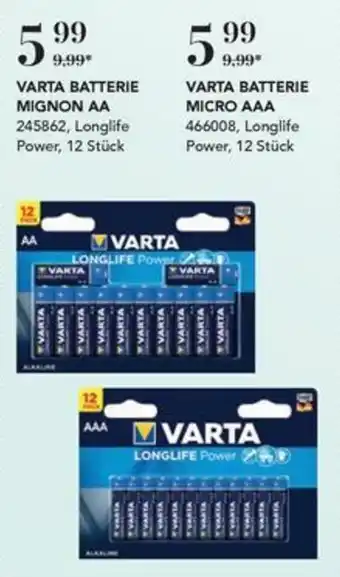 Varta Batterie Mignon AA, Varta Batterie Micro AAA
