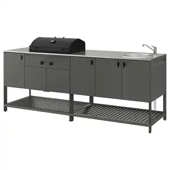 IKEA BÅtskÄr Außenküche m kohlegrill+spüleneinh., dunkelgrau, 240x60 cm Angebot