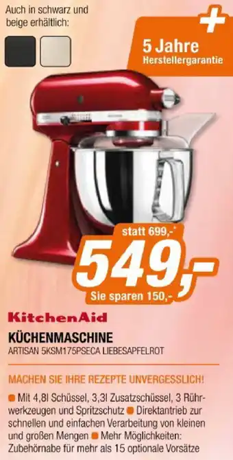 Expert Küchenmaschine Artisan 5KSM175PSECA LIEBESAPFELROT Angebot