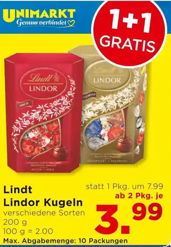 Unimarkt Lindt Lindor Kugeln 200g Angebot