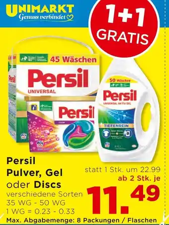 Unimarkt Persil Pulver, Gel oder Discs Angebot