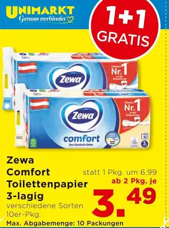 Unimarkt Zewa Comfort Toilettenpapier 3-lagig Angebot