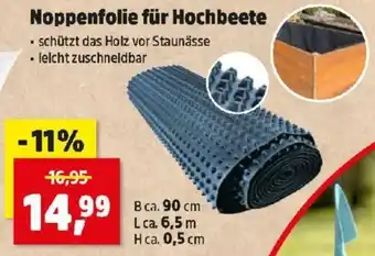 Noppenfolie für Hochbeete B ca. 90 cm, L ca. 6.5 m, H ca. 0.5 cm