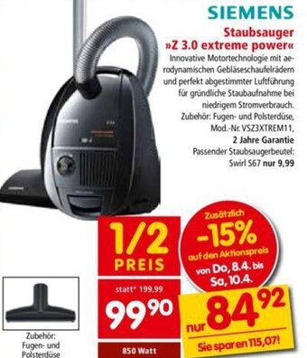 Interspar Siemens Staubsauger Z 3.0 Extreme Power Angebot